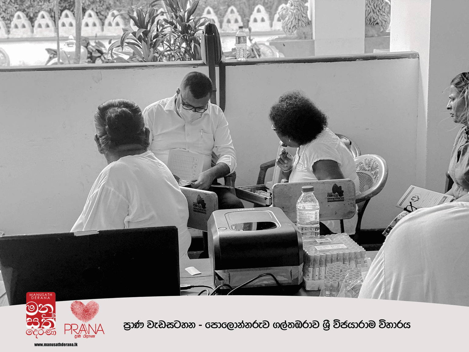 Medical professionals conducting health checkups at a community health camp